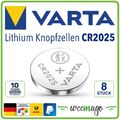 Varta CR2025 Lithium Knopfzelle Knopfbatterie 8er Pack