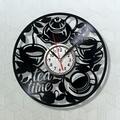 Tea Time Vinyl Wall Clock Record Clock Schallplatte Wanduhr Teezeit Kuche