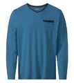 LIVERGY Herren Pyjama Top Brusttasche Nachtwäsche Schlaf-Shirt 390208-2201 Blau