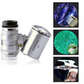 60 Fach Lupe Mikroskop Taschenmikroskop Taschenlupe Juwelierlupe Schmuck mit LED
