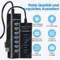 USB 3.0 HUB Verteiler Splitter Adapter Super Speed Datenhub 7 Port für Laptop PC