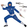 Blaues Ninja Kostüm + Spielzeug Für Kinder Jungen Krieger Karneval Verkleidung