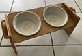 Vodeson höhenverstellbare Futterstation Keramiknäpfe Hund Katze Futterbar Bambus