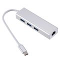 USB C auf 3 x USB 3.0 und RJ45 Ethernet Lan Adapter Hub Kabel Mac USB-C Netzwerk