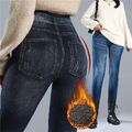 Warme Thermo Jeans-Look Damen Fleece Futter Stretch Leggings Jegging Hose.Winter