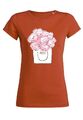 ul21 Damen T-Shirt Wants Paris Pink Flower | Kurzarm Bio Baumwolle Aufdruck