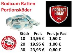 Rodicum Rattengift Mäusegift Pads Portionsköder 27 ppm 10 g