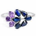 Ring blau Saphir lila Amethyst abgebaute Edelsteine massiv Sterlingsilber N 1/2 US 7