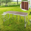 Campingtisch Klapptisch Gartentisch Falttisch Tisch Aluminium 120 cm Holzdekor