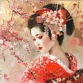 Geisha IKIGAI  Kunstdruck Zertifikat
