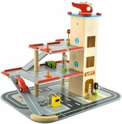 Kinder Spielzeug Holz Parkhaus Parkgarage Autogarage 3 Ebenen Autos Hubschrauber