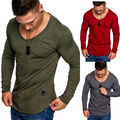 Oversize Herren Longsleeve Sweatshirt V-Neck Basic V-Ausschnitt Shirt 6060