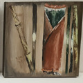Bambus wartet bis der Wind ihn streichelt Acryl Gemälde 40x40x4 cm