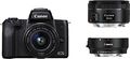 Canon EOS M50 Kamera Zwart 15-45 IS STM + 50 mm f/1,8 + M-Mount Adapter NEU VERPACKT