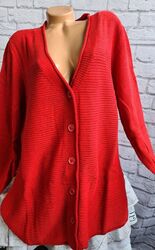 Sheego Strickjacke Cardigan rot Langarm Damen Gr. 44/46 NEU (5 850) Übergröße