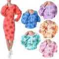 Schlafanzug Pyjama Langarm Warmer Kleid Frottee Nachtwäsche Damen 21692