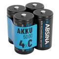 ABSINA 4x Akku Baby C 1,2V NiMH 4500mAh wiederaufladbare Batterie LR14 R14 Zelle