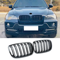 für BMW X5 E70 X6 E71 E72 Nieren Grill Kühlergrill GLANZ SCHWARZ Doppelsteg