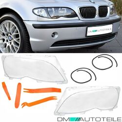 Scheinwerferglas SET + PVC Werkzeug passt für BMW E46 Limousine Touring Facelift