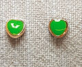 Kinder Ohrstecker Herz, vergoldet, grüne Herzen für Mädchen Herz-Ohrstecker grün
