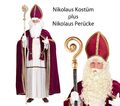 Nikolaus Kostüm Bischof Weihnachten Gr M - 3XL  +  Nikolaus Perücke