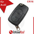 NEU 3 Tasten CR16 Klappschlüssel Gehäuse Fernbedienung passend für Audi A3 A4 A5