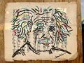 Albert Einstein Musiknoten Original Relief Malerei Gemälde Wandbild Physik