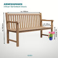 Gartenbank Holzbank Teak "Classic" KMH Gartenmöbel Parkbank Holz 3sitze