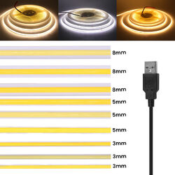 COB LED Streifen WW/NW/CW Lichtband Stripe Lichterkette Selbstklebend 5V 12V 24V