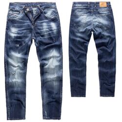 Rock Creek Herren Jeans Stonewashed Used-Look Regular Fit Dunkelblau RC-3113 NEU