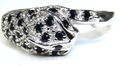 Silber Saphir Diamant Panther Ring 925 Sterlingsilber Leopard Katze echte Größe M