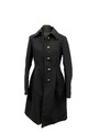 Designer Schwarz Trenchcoat Mantel Gr. 42 Damen Tailliert Klassisch Elegant J215