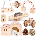 Hamster Kauspielzeug, 9 Stück Hamster Spielzeug Natürliches Kiefernholz, Kleinti