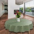 Wachstuch-Tischdecken Abwaschbar Leinenoptik Grün Rund 140cm