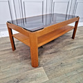 Retro Vintage Mid Century Modern Myer Holz Glas Couch Beistelltisch Scandi Teakholz