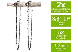 2 Längsschnitt Sägeketten passend für Bosch AKE30LI | 35cm 3/8LP 52TG 1,3mm