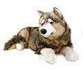 Wolf Wolfshund Hund Kuscheltier XXL Plüsch Tier Stofftier groß liegend 100 cm