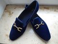 ZARA Slipper Mokassin Loafer Schuhe Ballerina Gr. 41 SAMT VELVET dunkelblau