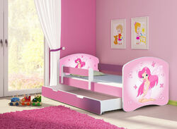 Jugendbett Kinderbett mit einer Schublade und Matratze ROSA 140x70 160x80 180x8040 FARBEN + NAME GRATIS  ACMA II ROSA