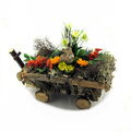 Frühlingsdeko Ostern Leiterwagen Bollerwagen Strohgarten Figur HASE imit Blumen