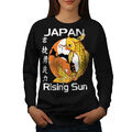 Wellcoda Rising Sun Japan Koi Damen-Sweatshirt, Karpfen Freizeitpullover Pullover