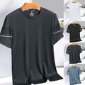 T -Shirt Kurzarm Mode Männer T -Shirt Rundkragen Solide Spitze Sport Eisseide