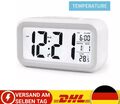 Digital LED Alarmwecker Uhr Kalender Beleuchtet Alarm 12&24 Anzeige Weiß NEU