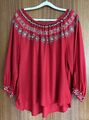 Velvet by Graham Spencer Bluse Tunika rot, 3/4 Arm, 100% Viskose, NEU!