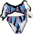 eleMar Frauen Bademode Bikini blau, lila, schwarz floraler Print Cup D Gr. 40-44