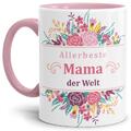Mama-Tasse "Allerbeste Mama der Welt" - Rosa | Cup | Becher | Schön | Blumen