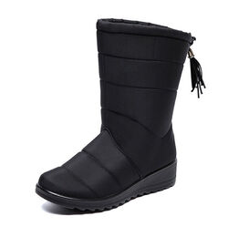 Damen Winter Wasserdicht Schneeschuhe Warm Stiefel Stiefeletten Flache Boots DE