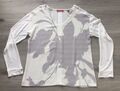 S.Oliver Bluse Shirt Gr. 40 Damen Blusenshirt weiß grau Langarm Shirt Pulli