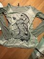 Seidiges Shirt, Bluse, Tunika Oberteil Key Largo Girls, L, Kaki, Schwarzer Druck