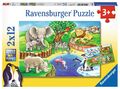Ravensburger Puzzle: 2 x 12 Teile - Tiere im Zoo - Kinderpuzzle Puzzel Elefant